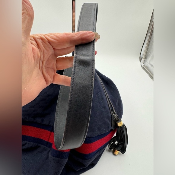 Gucci-Authentic-Vintage Micro G Denim Canvas Bubble Bag w Pouch -Rare UNICORN!! - Picture 12 of 14